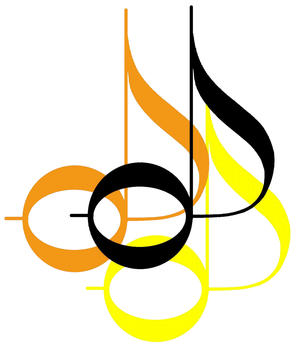 Logo der Kreismusikschule: Drei bunte Notenschlüssel