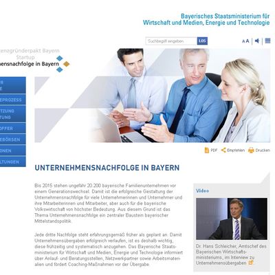 Homepage Unternehmensnachfolge in Bayern