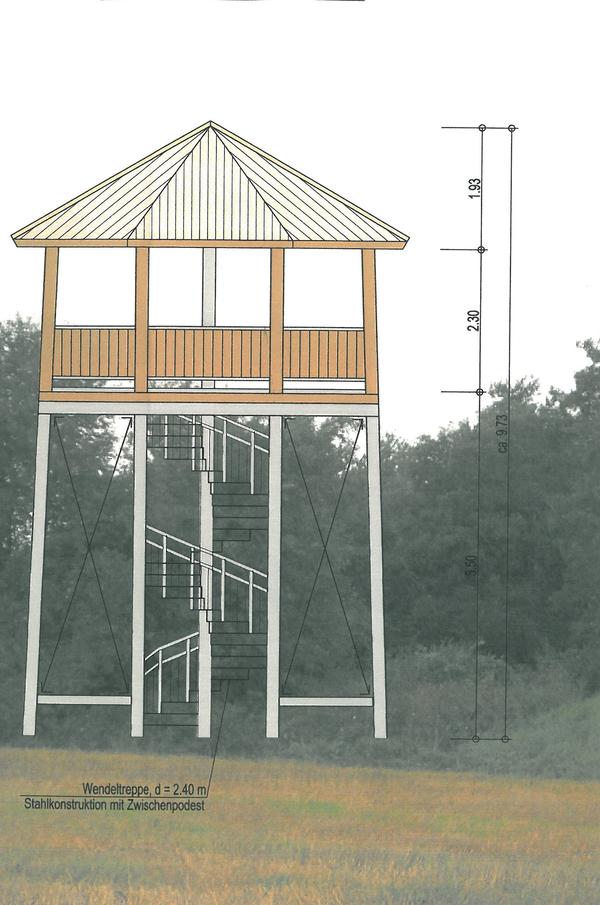 Bauplan des Naturbeobachtungsturms bei Hallstadt-Dörfleins