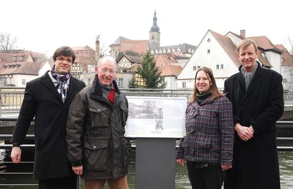 Tafel zur Flussgeschichte Bambergs
