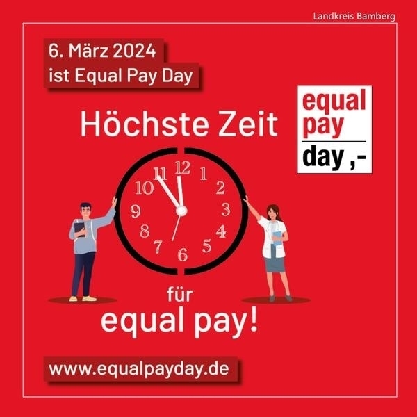 Flyer mit dem Text: "6. Mrz ist Equal Pay Day - Hchste Zeit fr Equal Pay - www.equalpayday.de"