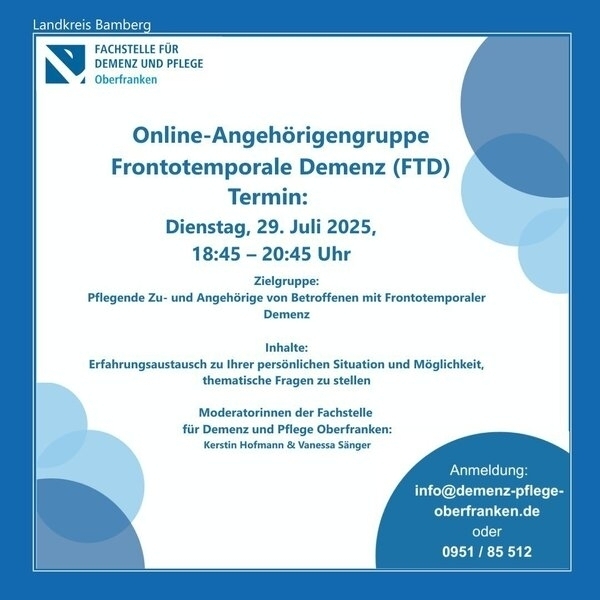 Bild vergr&ouml;&szlig;ern: Online-Gruppe für Angehörige von an Frontotemporaler Demenz (FTD) erkrankten Menschen trifft sich