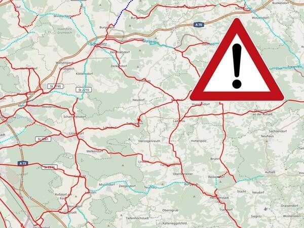 Bild vergr&ouml;&szlig;ern: Alltagsradwegenetz mit Verkehrszeichen Gefahrstelle