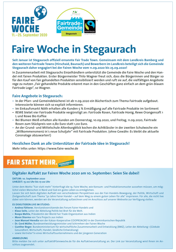 Bild vergr&ouml;&szlig;ern: Programm Faire Trade Woche Stegaurach