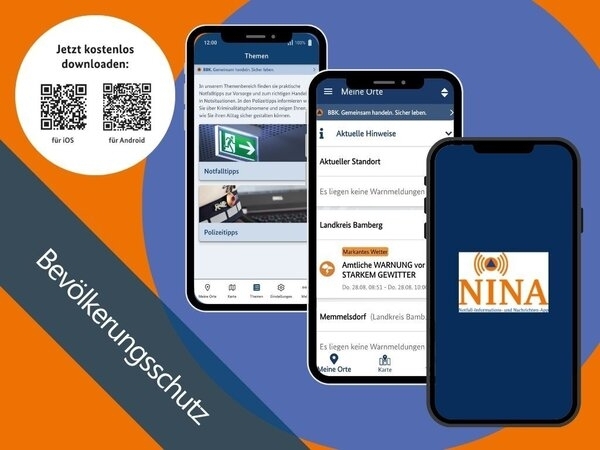 Bild vergr&ouml;&szlig;ern: Landkreis Bamberg ruft zu verstärkter Nutzung der Warn-App NINA auf